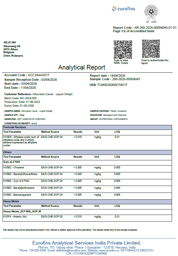 Analytical report with Eurofins logo on a white background - MC-2025-002